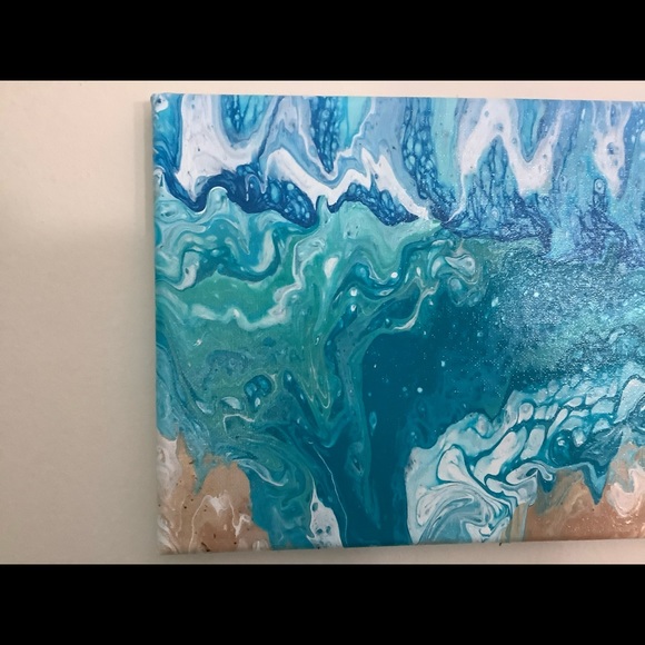 Original Handmade Acrylic Pour Painting- “Speak of the Ocean” - Picture 5 of 5